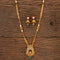 Antique Long Necklace With Matte Gold Plating