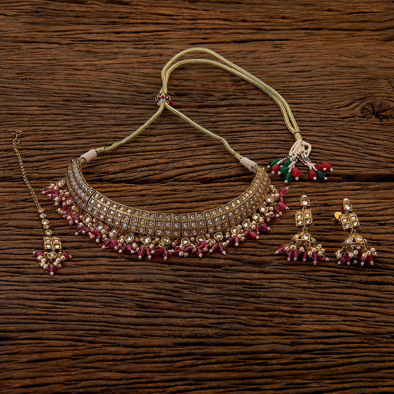 Antique Choker Necklace With Mehndi Plating