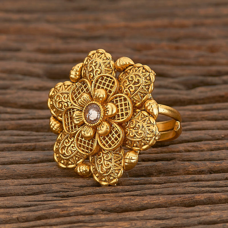 Antique Classic Ring With Matte Gold Plating