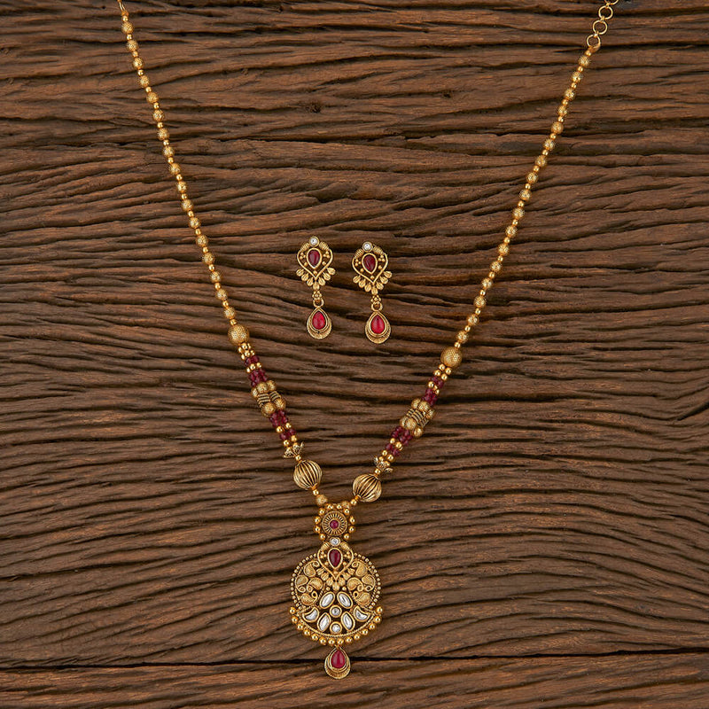 Antique South Indian Pendant Set With Matte Gold Plating