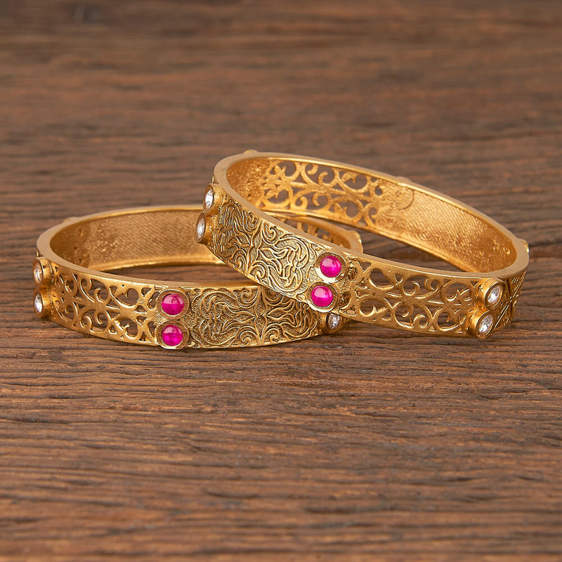 Antique Classic Bangles With Matte Gold Plating