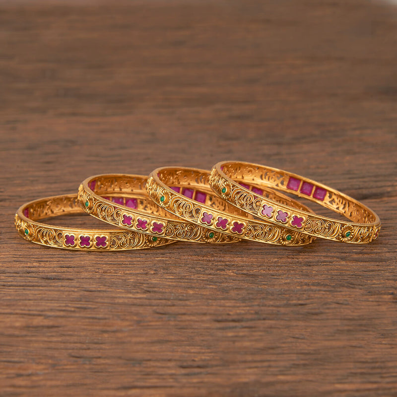 Antique South Indian Bangles With Matte Gold Plating