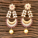 Kundan Chand Earring With Matte Gold Plating