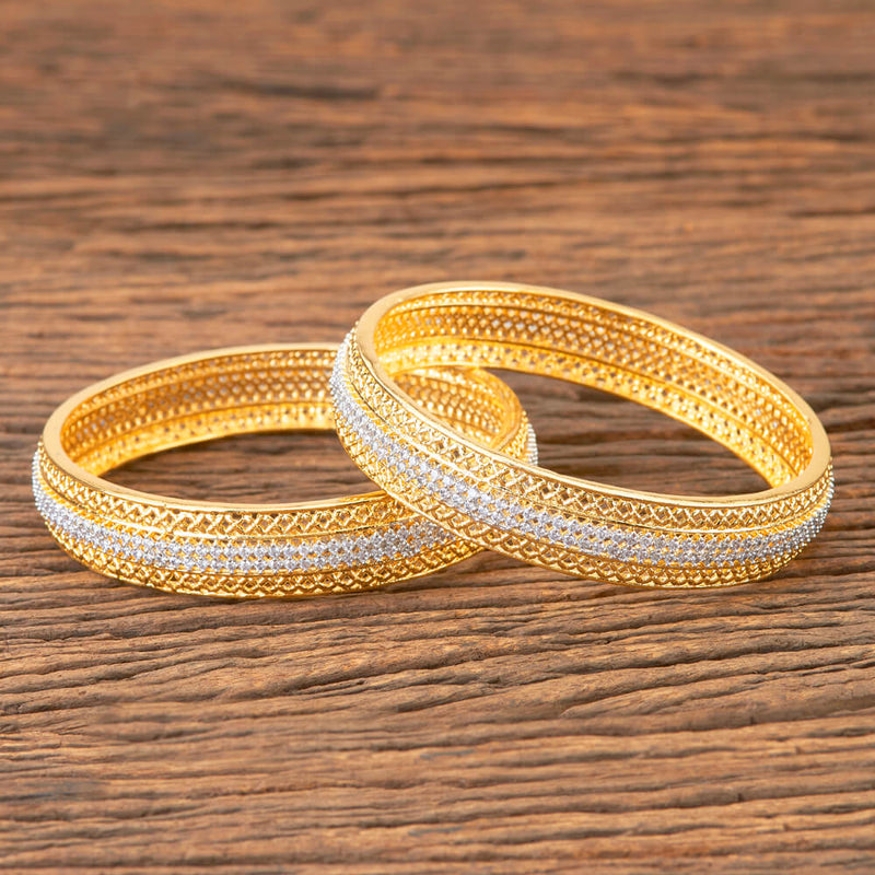 Cz Classic Bangles With 2 Tone Plating