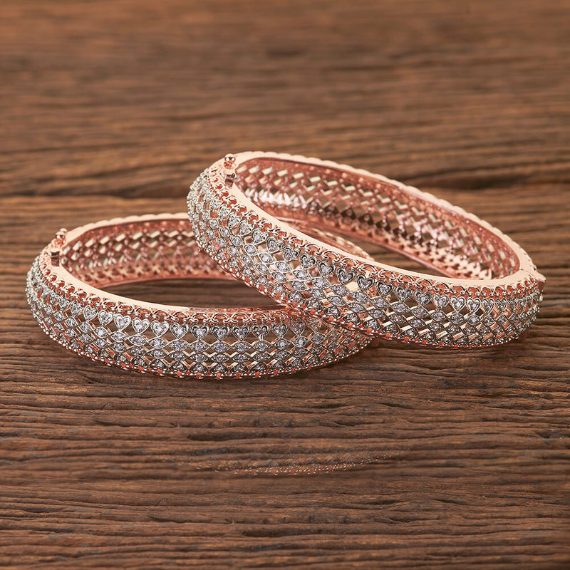 Cz Openable Bangles With Rose Gold Plating