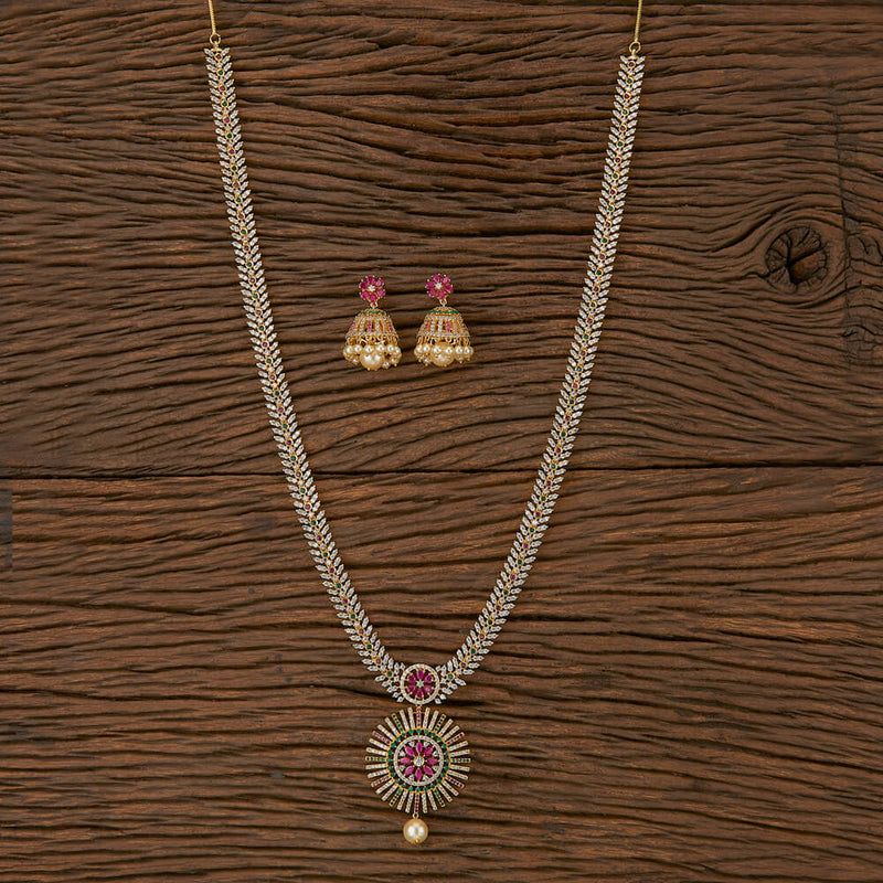 Cz Long Necklace With Gold Plating