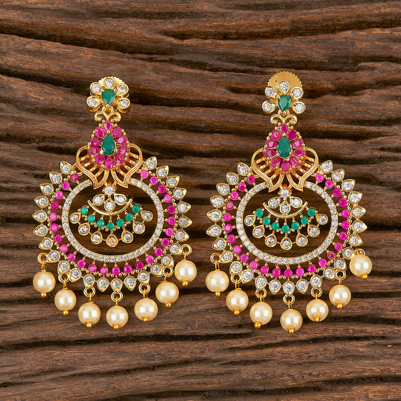 Cz Chand Earring With Gold Plating