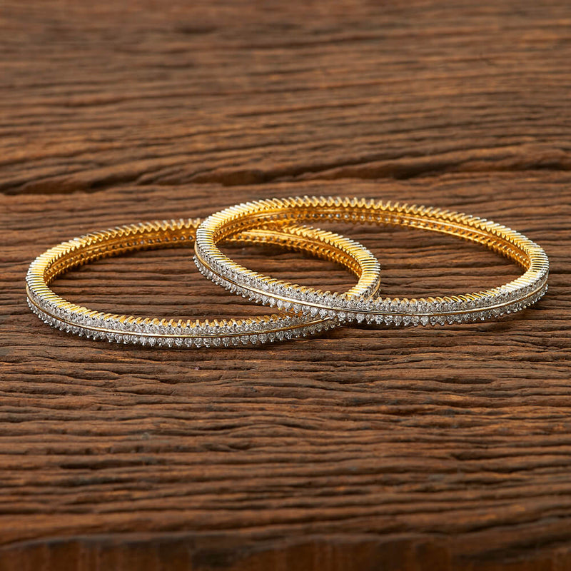 CZ Delicate Bangles With 2 Tone Plating